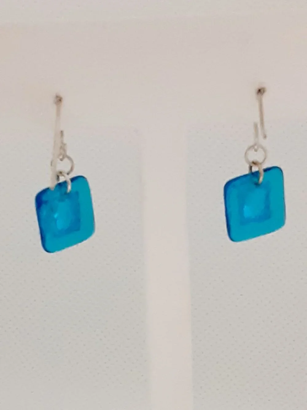 Summer Bright NEW ocean blue glass French wire earrings